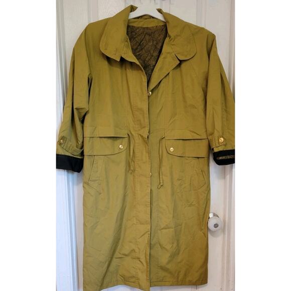 Vintage Full-Length Trench Jacket Oversized Womens XXL Mustard Yellow - Picture 1 of 7
